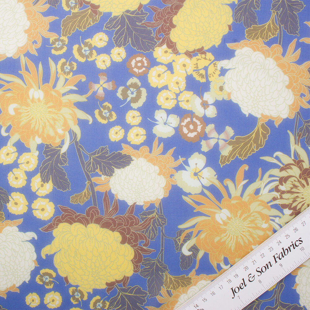 Blue Floral Silk Chiffon