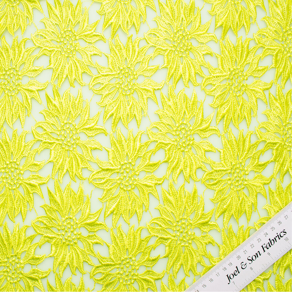 Bright Lime Green 'Sunflower' Guipure Lace