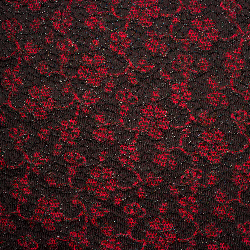 Black/Red Metallic Brocade