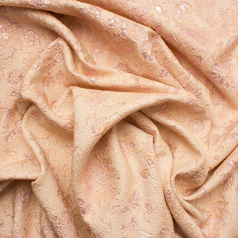 Beige/Pink Floral 'Tone on Tone' Cloqué