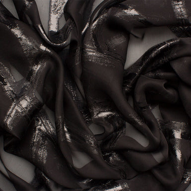Black Silk Blend Jacquard Georgette