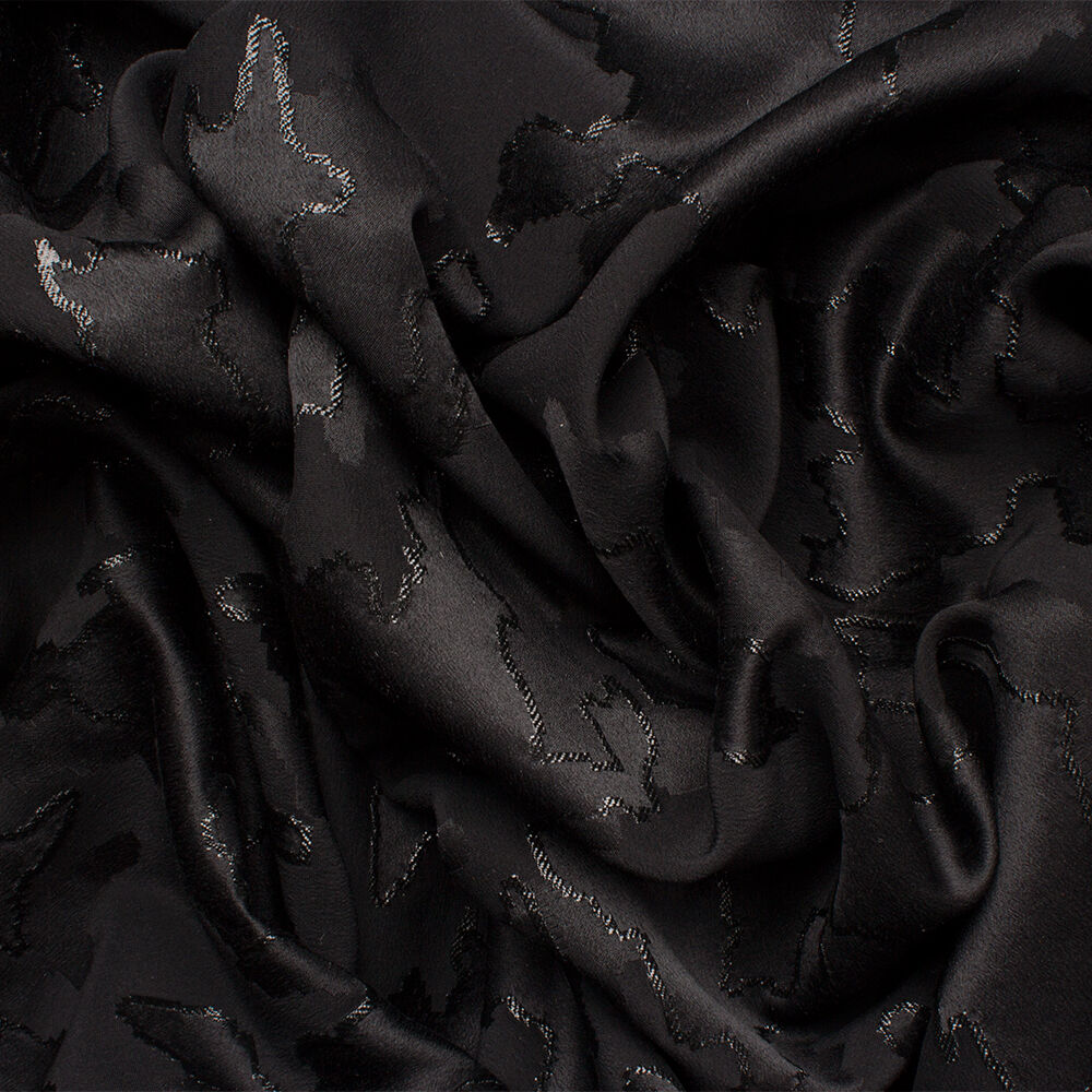 Black 'Houndstooth' Silk Satin Jacquard