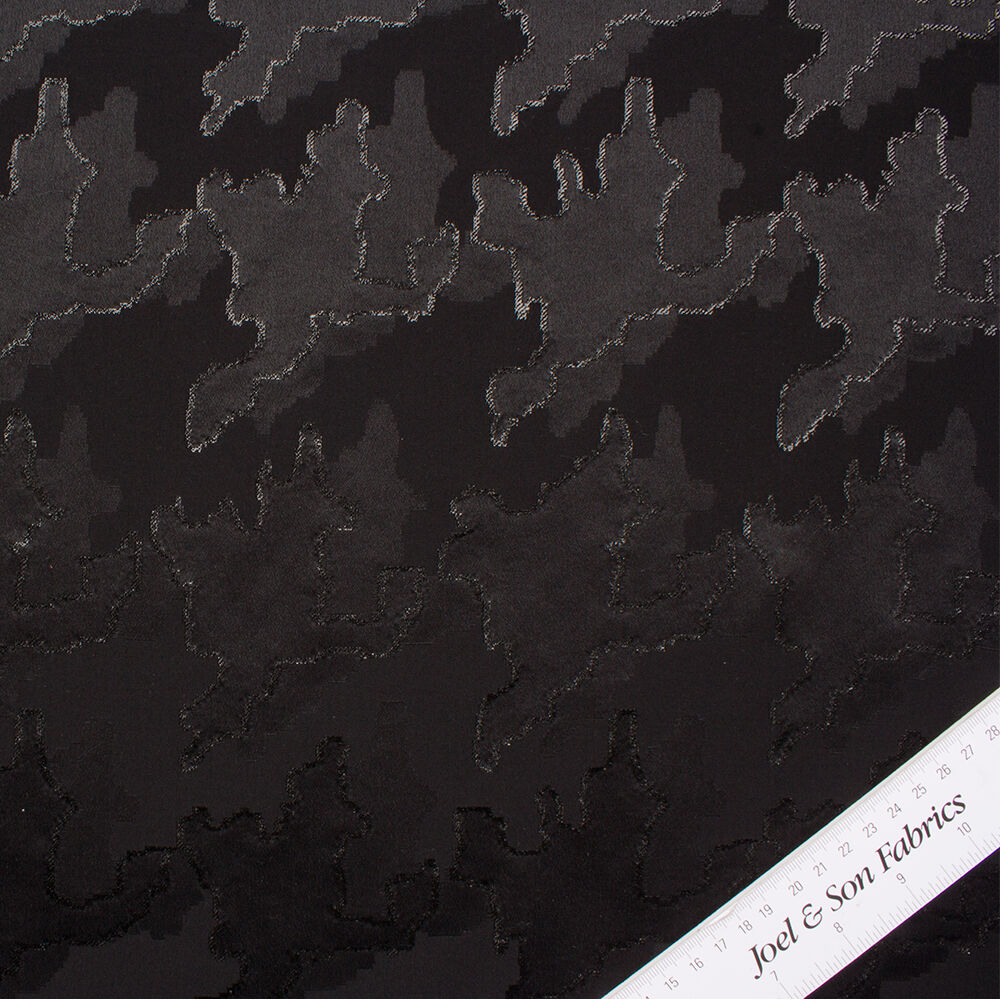 Black 'Houndstooth' Silk Satin Jacquard