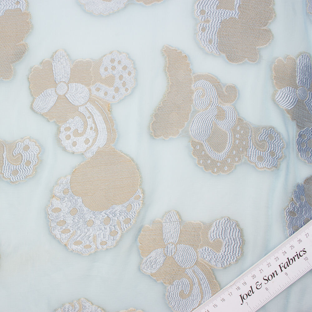Pastel Blue/Gold Metallic Silk Chiffon (A 1.50m Piece)