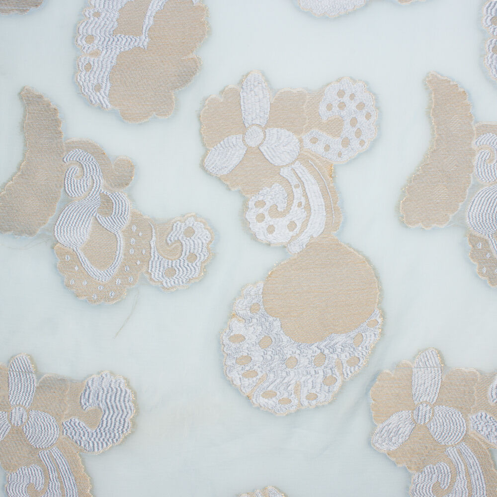 Pastel Blue/Gold Metallic Silk Chiffon (A 1.50m Piece)