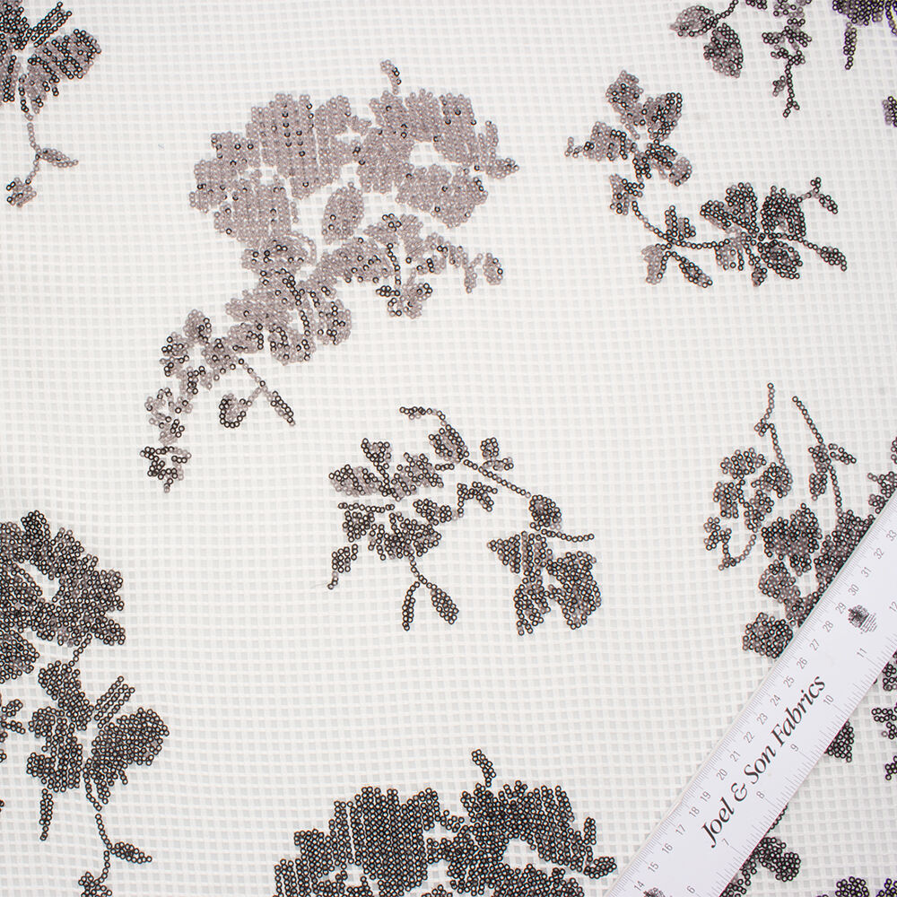Black/White Embroidered Sequin Poly Mesh
