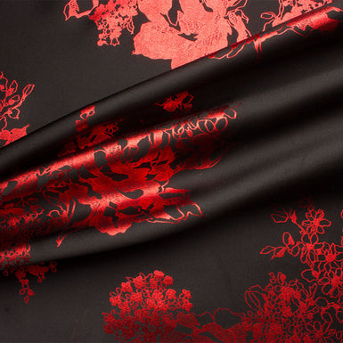 Red/Black Floral Metallic Silk Jacquard