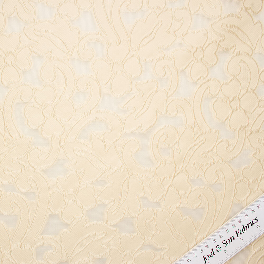 Cream Floral Jacquard Gazar