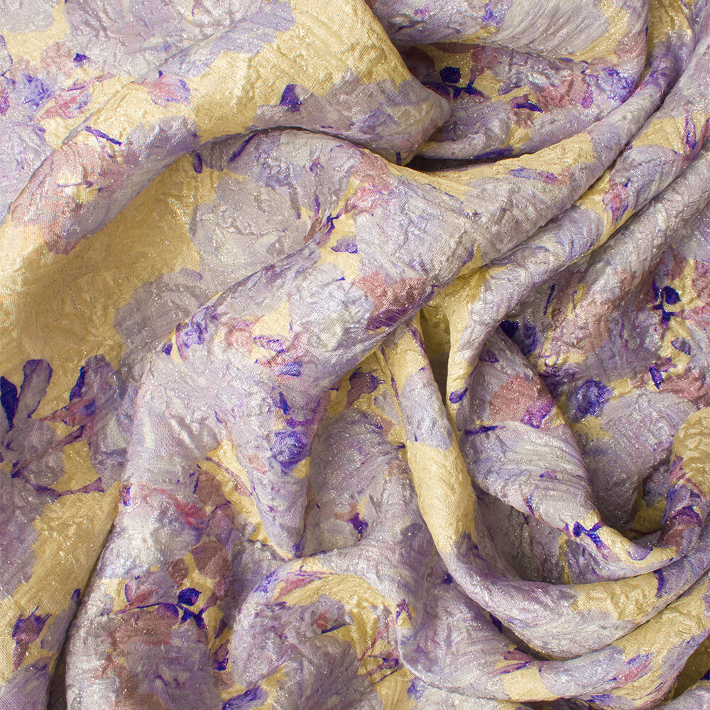 Lavender Floral Metallic Vanilla Cloqué (A 2.90m Piece)