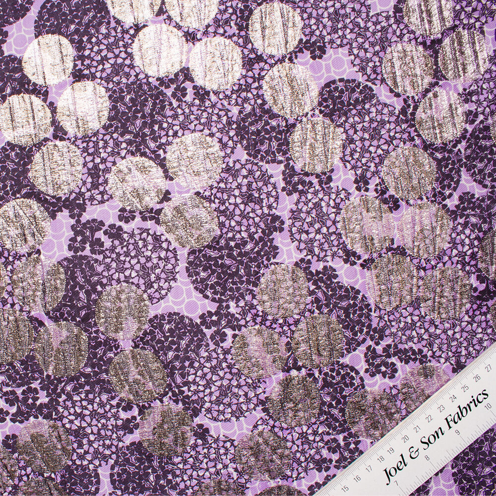 Purple & Black Floral Metallic Cloqué (A 3.30m Piece)