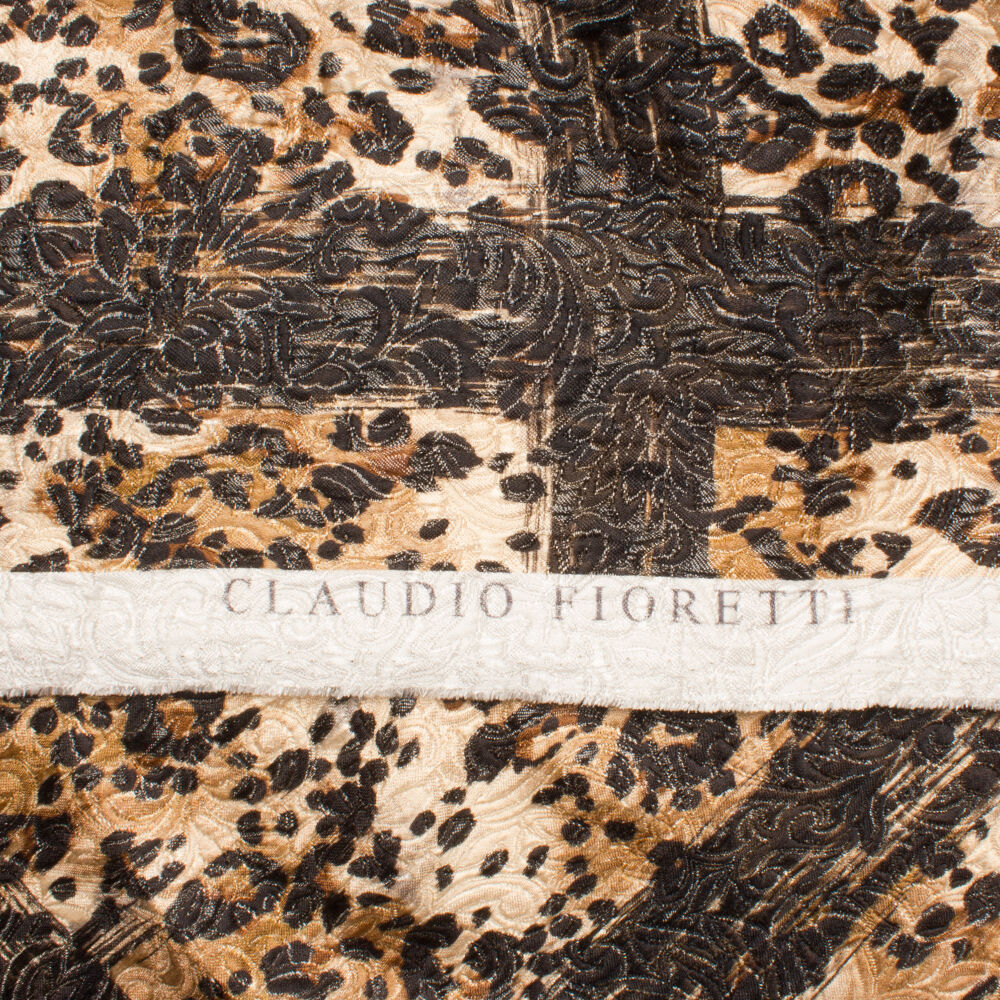 Brown Animal Print Metallic Cloqué