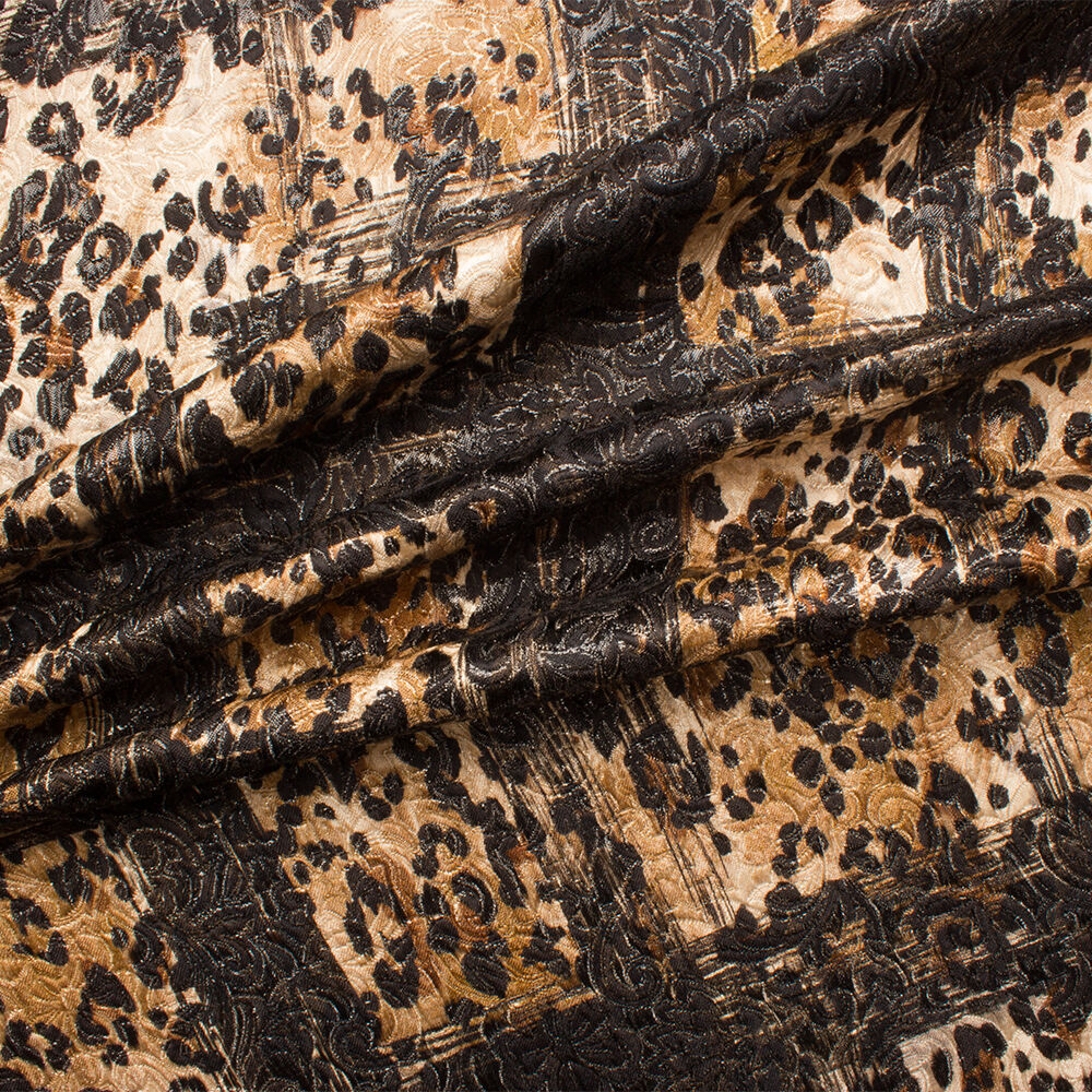 Brown Animal Print Metallic Cloqué