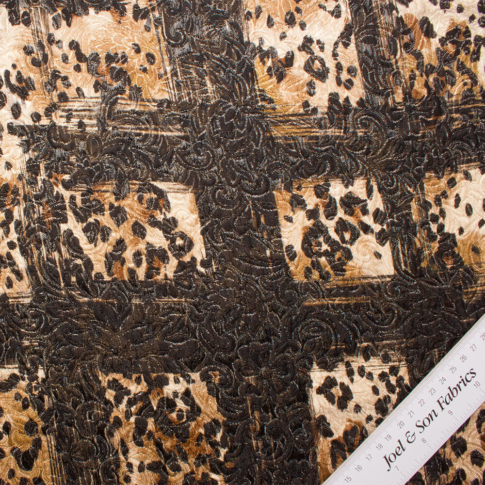 Brown Animal Print Metallic Cloqué