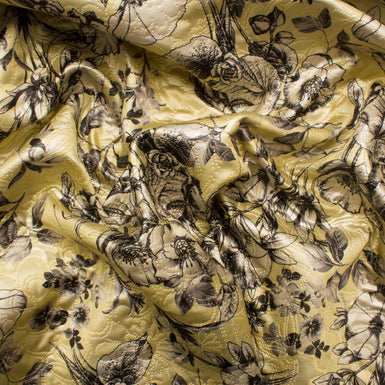 Yellow Floral Printed Cloqué