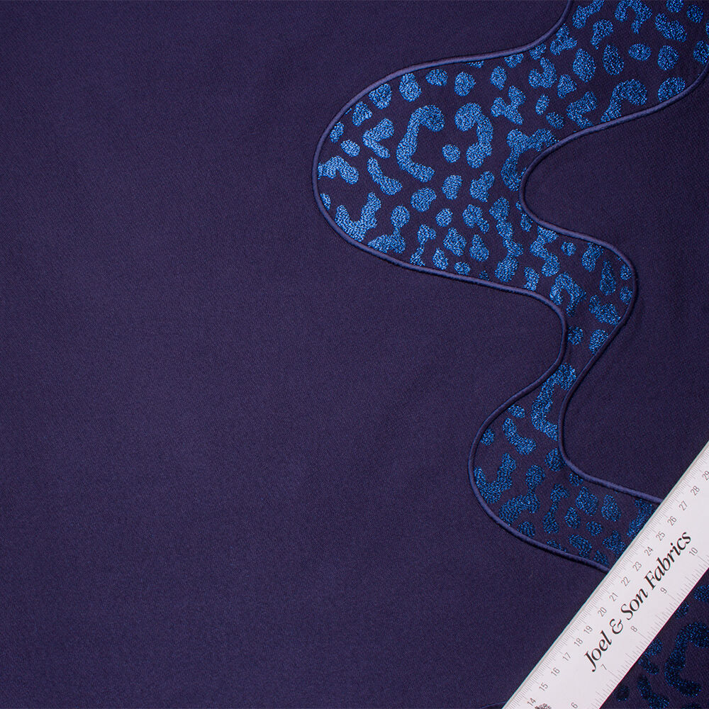 Midnight Blue 'Animal' Metallic Brocade
