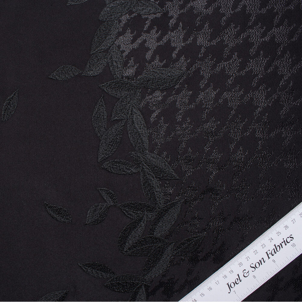 Black Floral/Houndstooth Metallic Brocade (A 1.80m Piece)