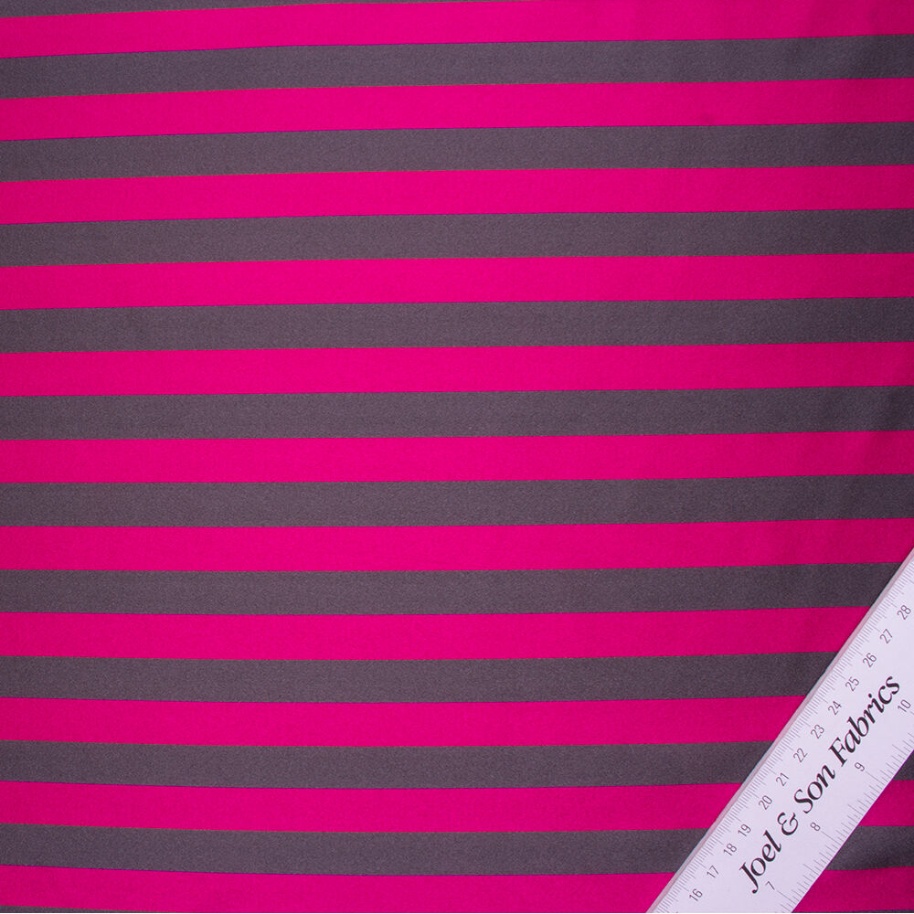 Magenta/Grey Striped Double Silk Satin