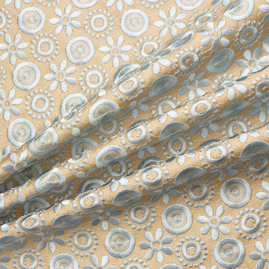 Taupe Embroidered Silk Cloqué