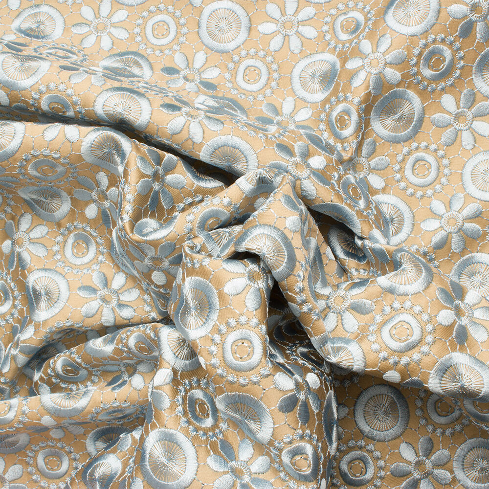 Taupe Embroidered Silk Cloqué