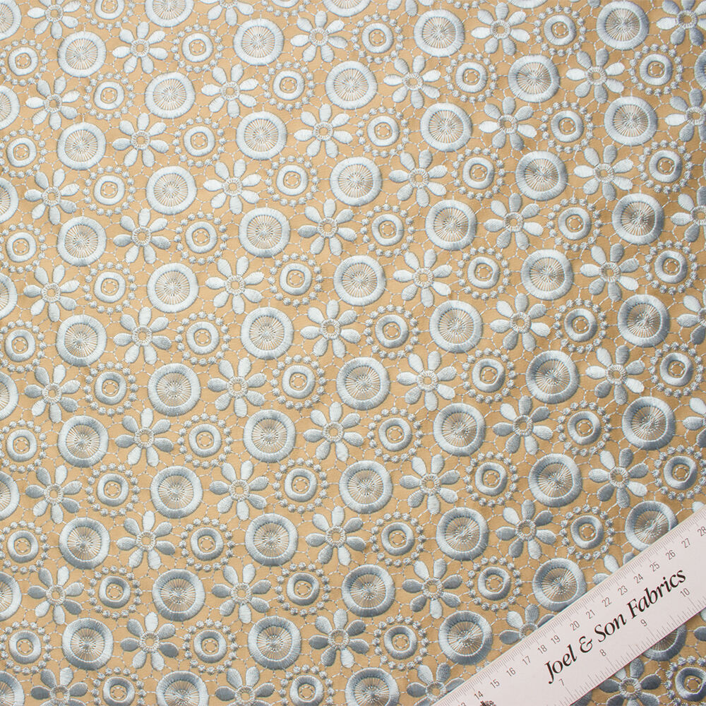 Taupe Embroidered Silk Cloqué