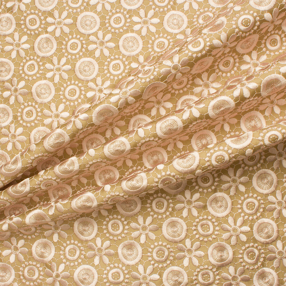 Rich Beige Embroidered Silk Cloqué