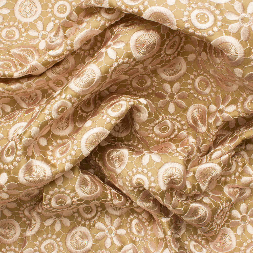 Rich Beige Embroidered Silk Cloqué