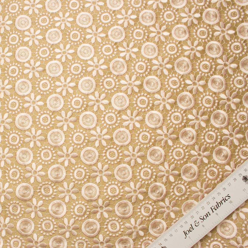 Rich Beige Embroidered Silk Cloqué