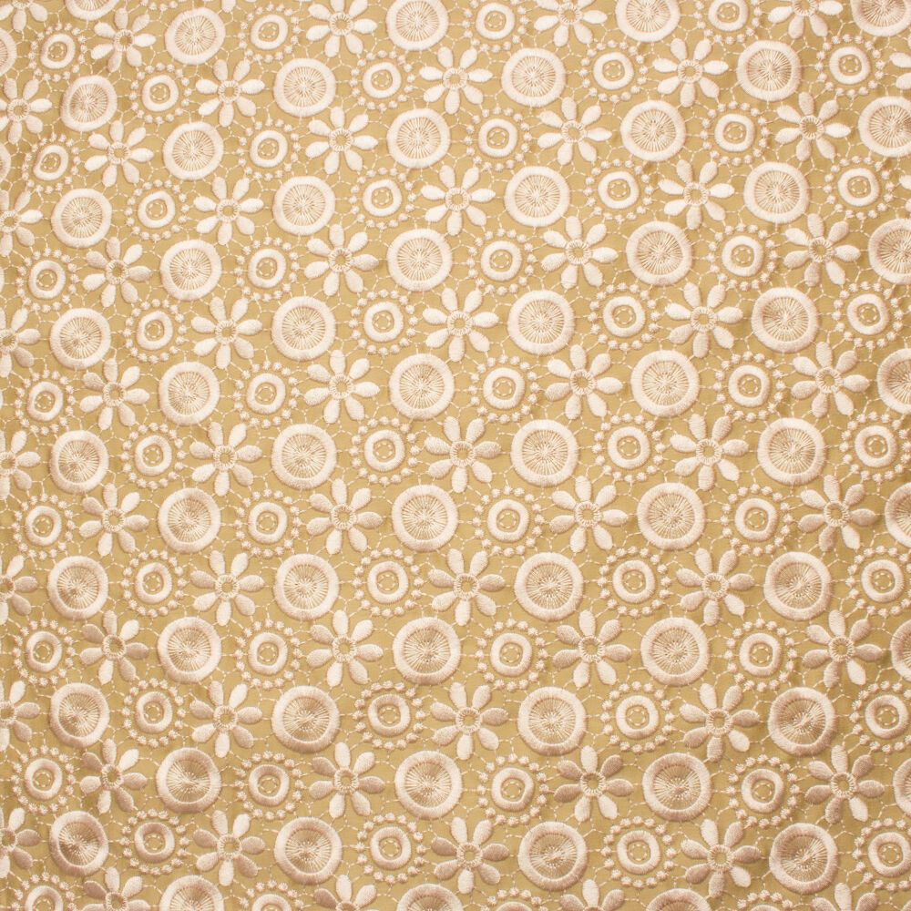 Rich Beige Embroidered Silk Cloqué