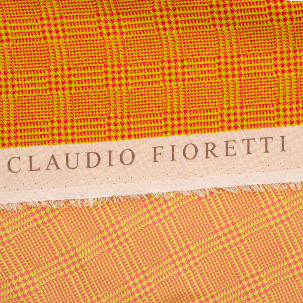 Lime Green/Pink Prince of Wales Silk Georgette