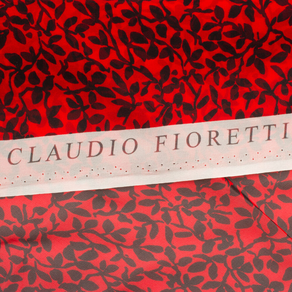 Red/Black Leaf Printed Silk Georgette (A 2.90m Piece)