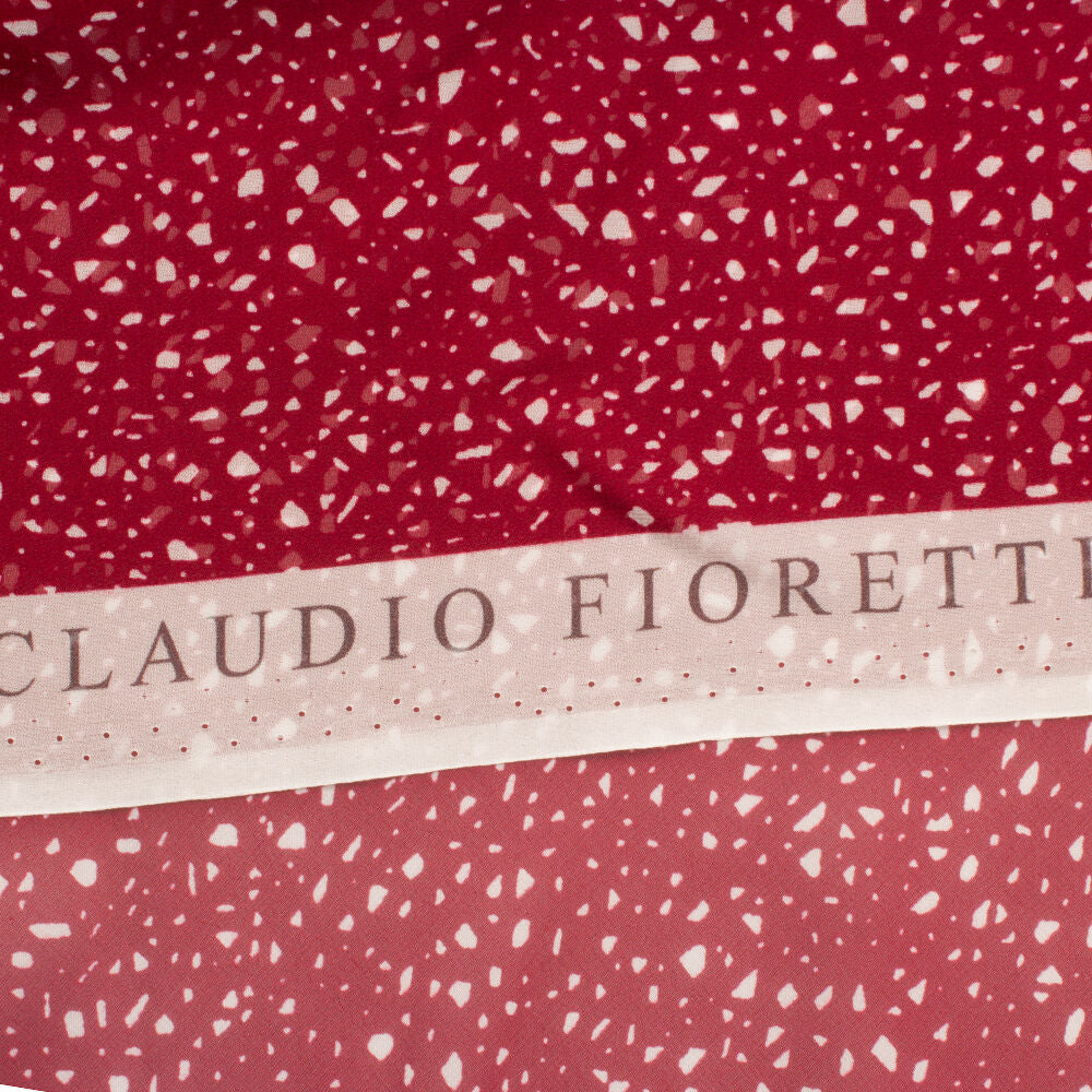 White/Bordeaux Printed Silk Chiffon