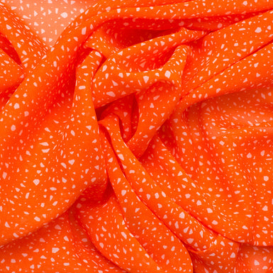 Orange/White Printed Silk Chiffon