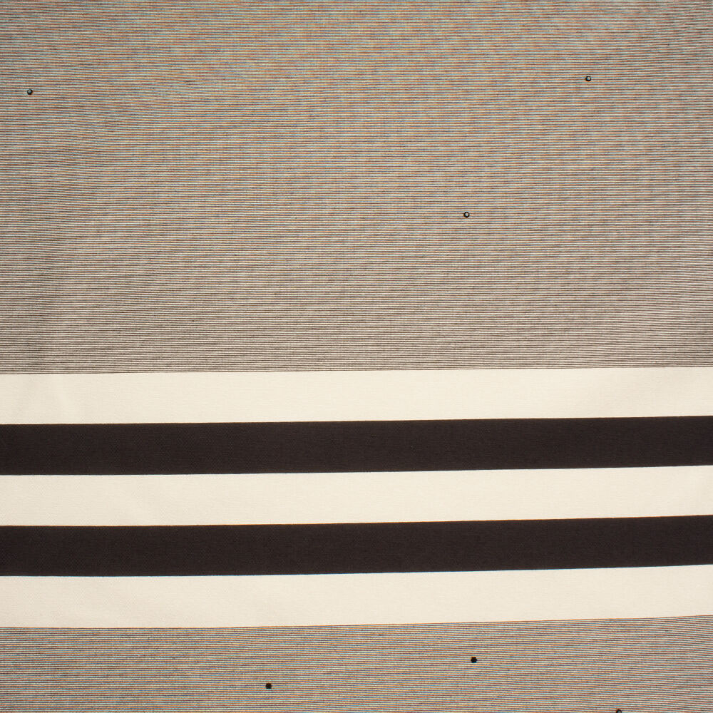 Black/Cream Stripe Mikado with Stones