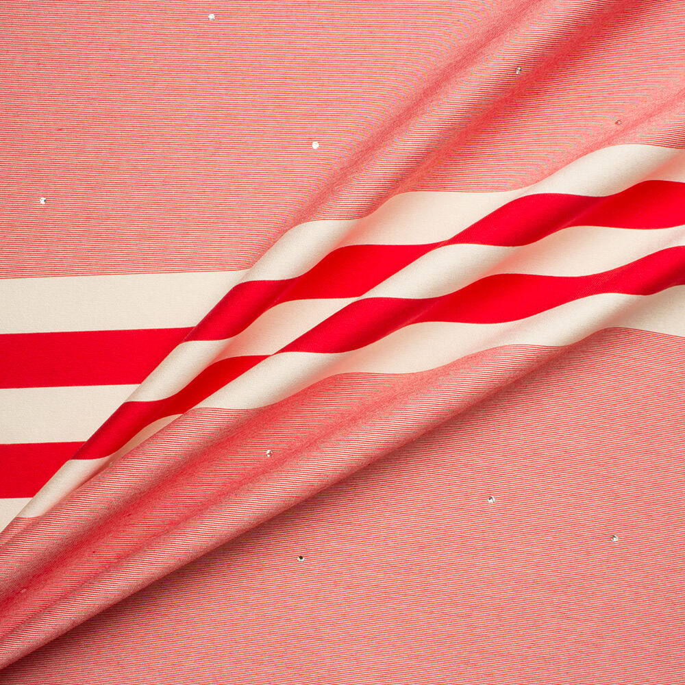 Red/Ivory Stripe Mikado with Stones