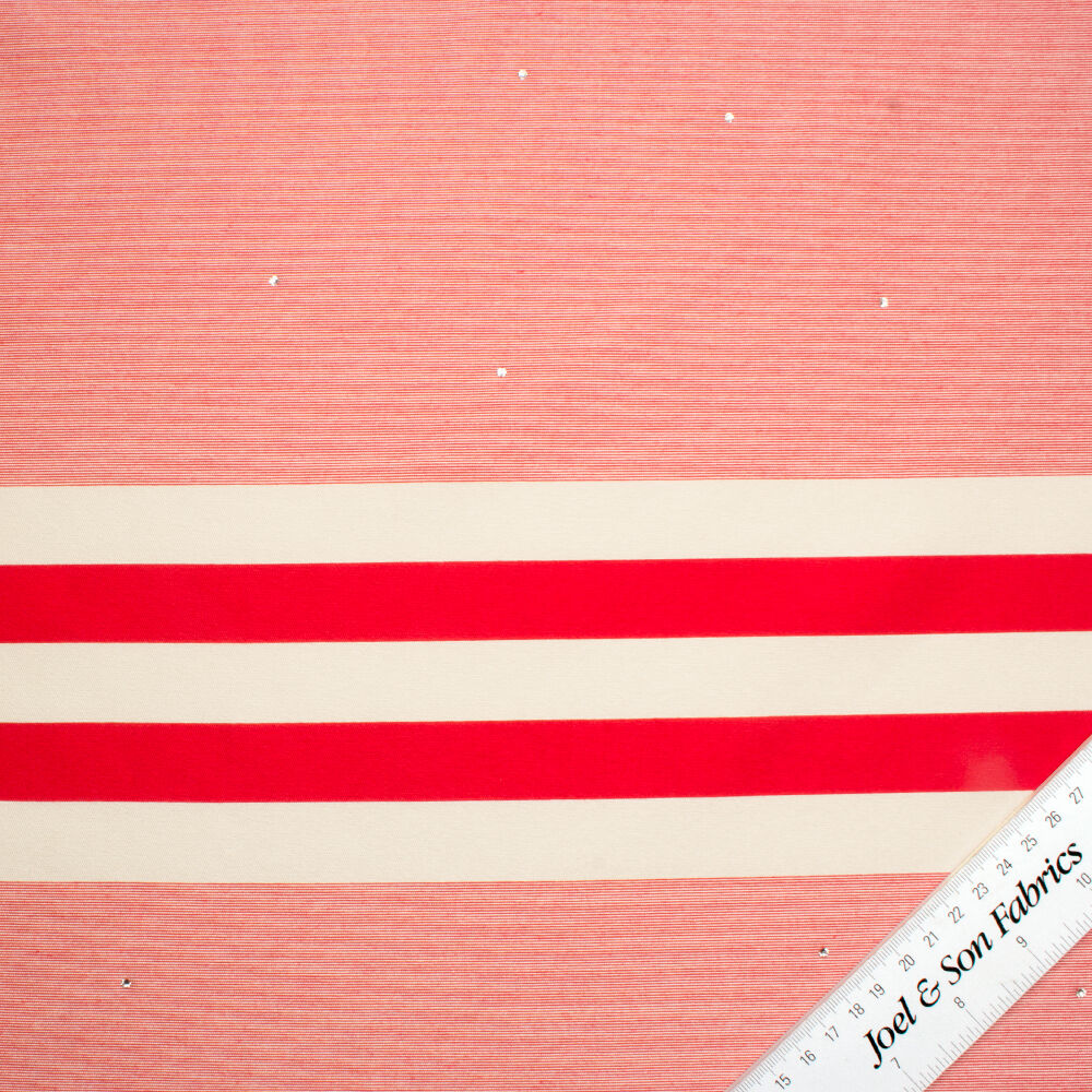 Red/Ivory Stripe Mikado with Stones