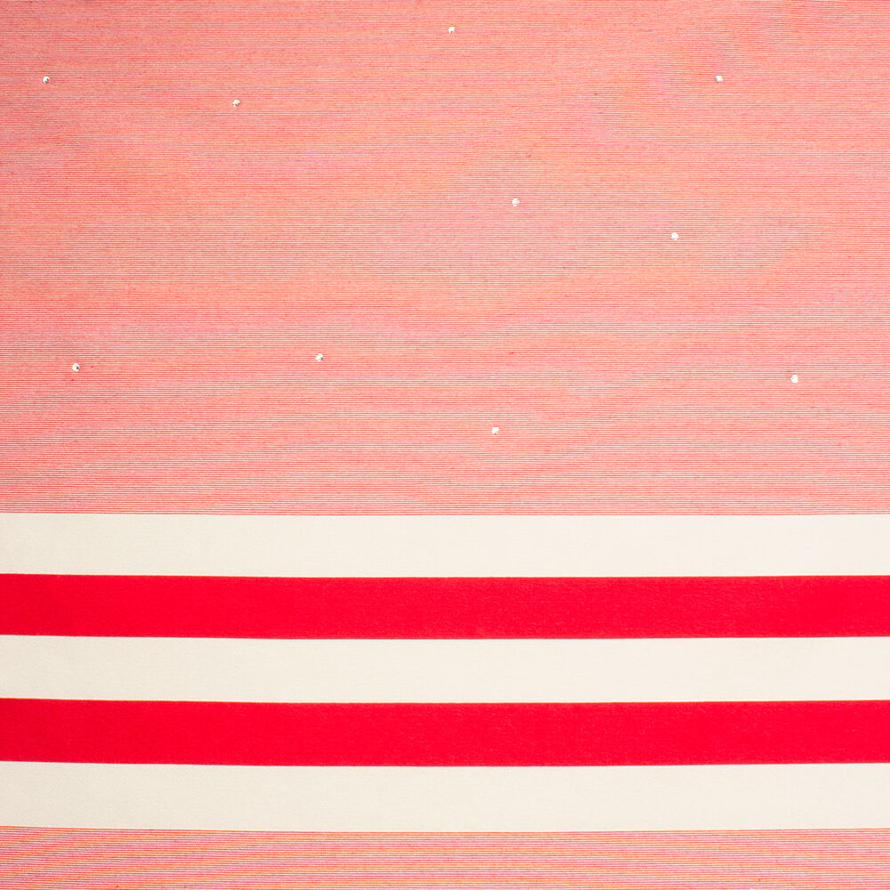 Red/Ivory Stripe Mikado with Stones