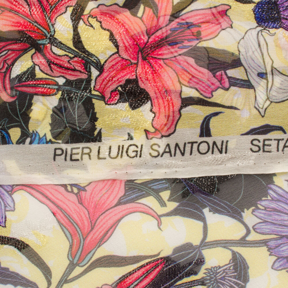 Yellow/Multi-Coloured Laminated Silk Chiffon