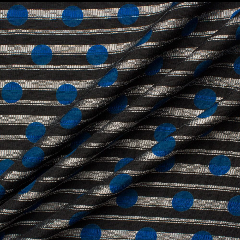 Black/Blue Spotted D'Esté Silk (A 95cm Piece)