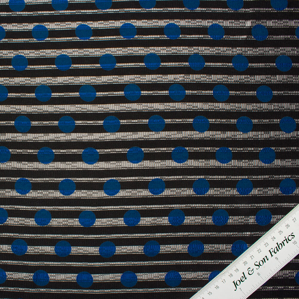 Black/Blue Spotted D'Esté Silk (A 95cm Piece)