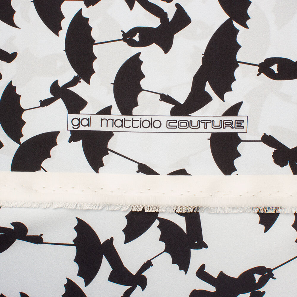 Umbrellas Silhouette Printed Silk Satin