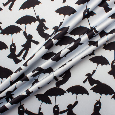 Umbrellas Silhouette Printed Silk Satin