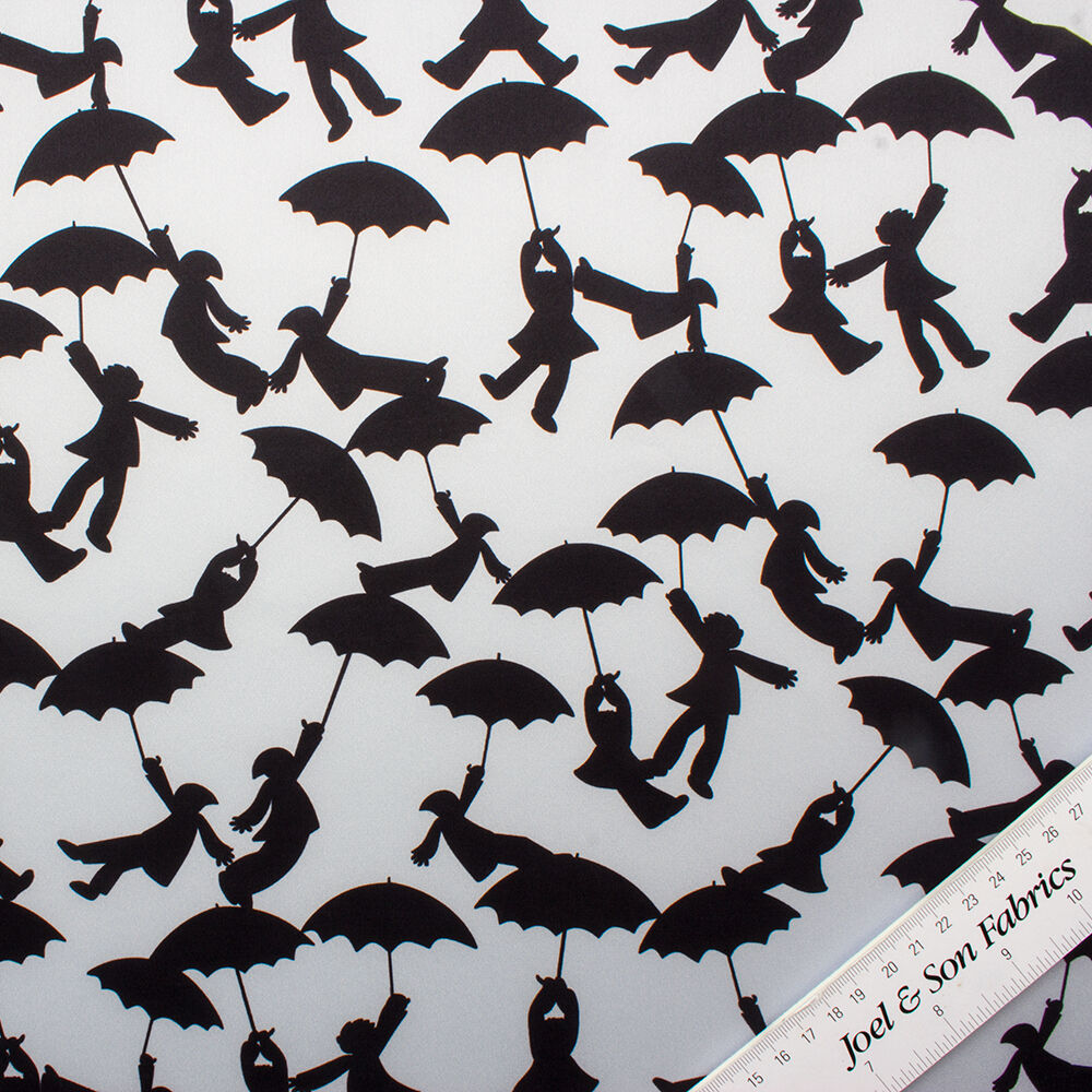 Umbrellas Silhouette Printed Silk Satin
