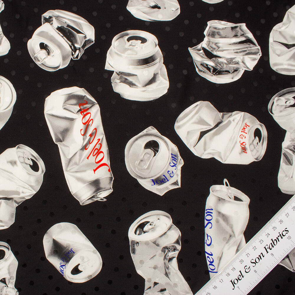 Monochrome Print 'Soda Cans' Silk Jacquard