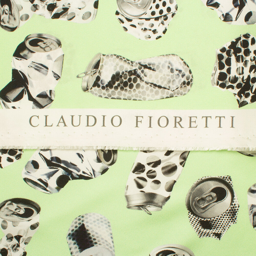 Mint/Spotted 'Soda Cans' Silk Twill