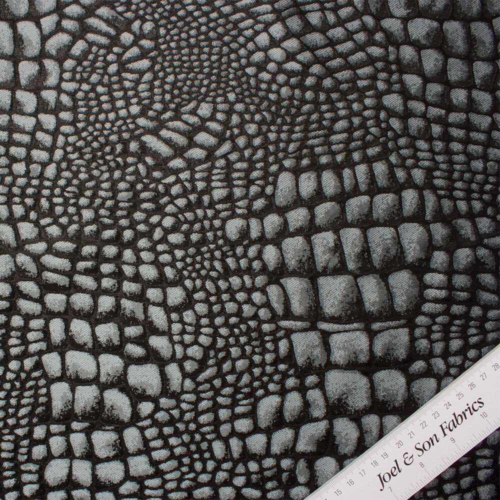 Grey/Black 'Mock Croc' Brocade