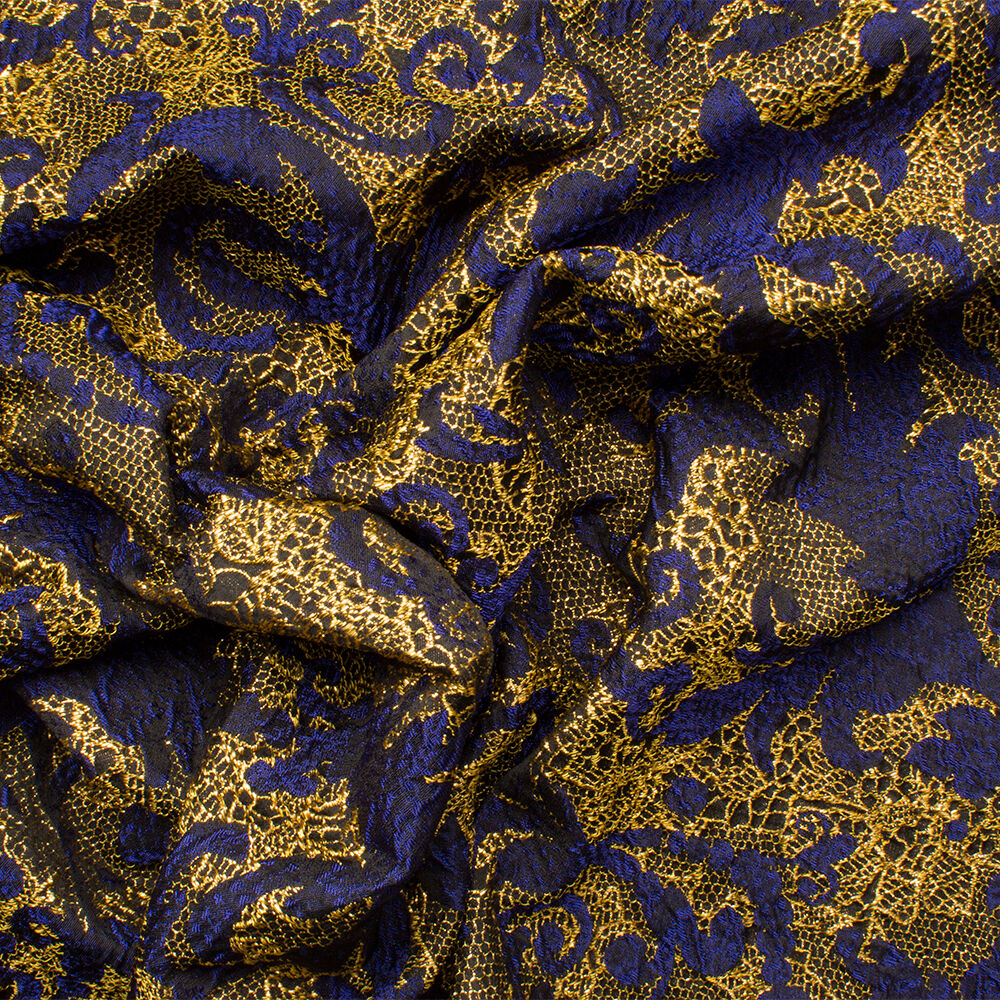 Blue/Gold Metallic Brocade