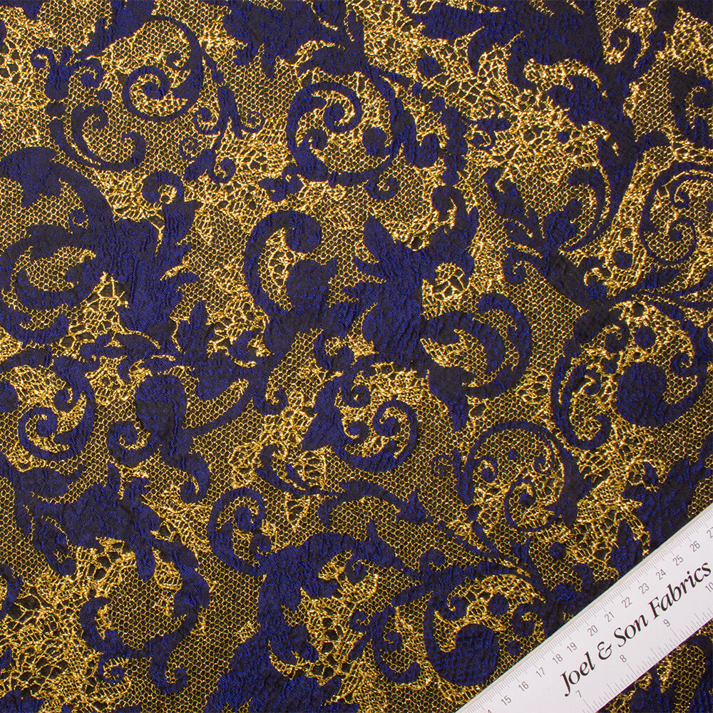 Blue/Gold Metallic Brocade