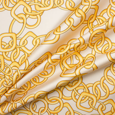 Off-White/Yellow 'Links' Silk Twill