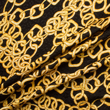 Black/Yellow 'Links' Silk/Wool Cloqué