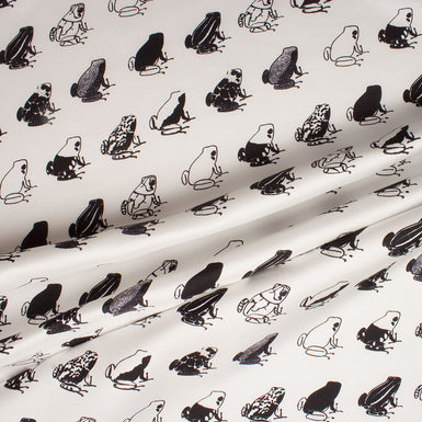 Monochrome 'Frogs' Printed Silk Twill